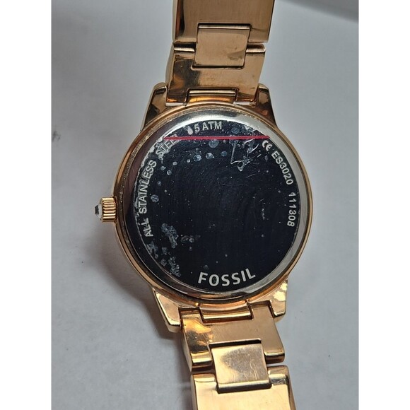 Fossil Jesse Watch Womens ES3020 34mm Rose Gold Tone Crystals New Battery - Picture 10 of 10